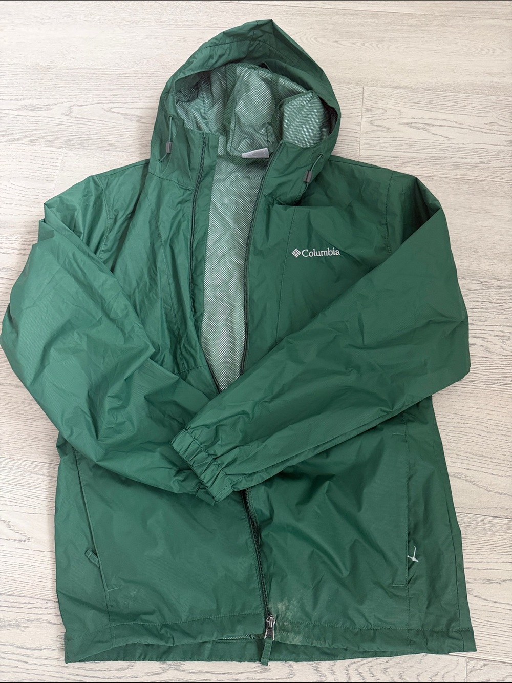 Columbia Forest Green Hooded Rain Jacket
